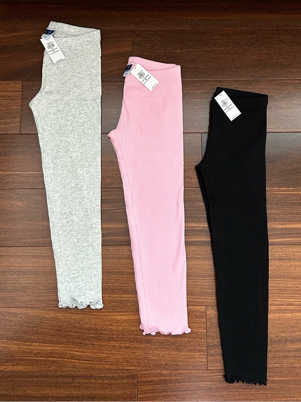 Old Navy Girls Ribbed Leggings Set - Pink, Grey & Black